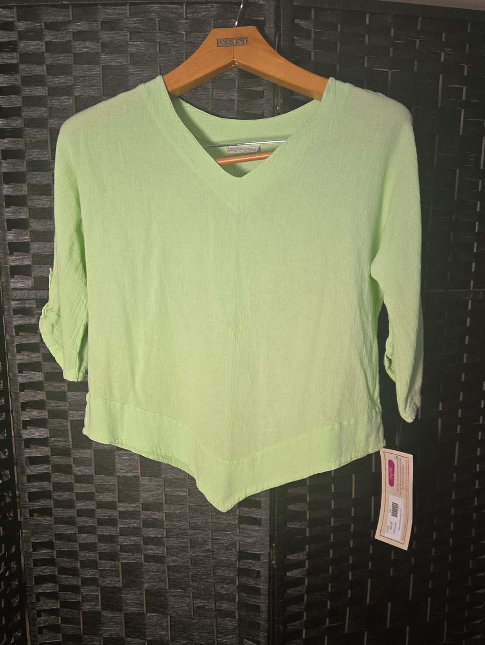 Cottonways Womens Gauze Tunic Top Pistachio Green Dorie Roll Tab NWT Size 1